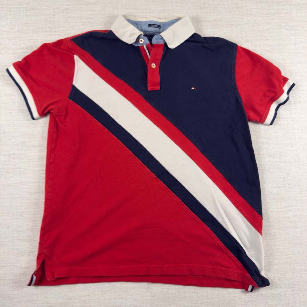 Tommy Hilfiger Custom Fit Colorblock Diagonal Banner Stripe Polo Shirt